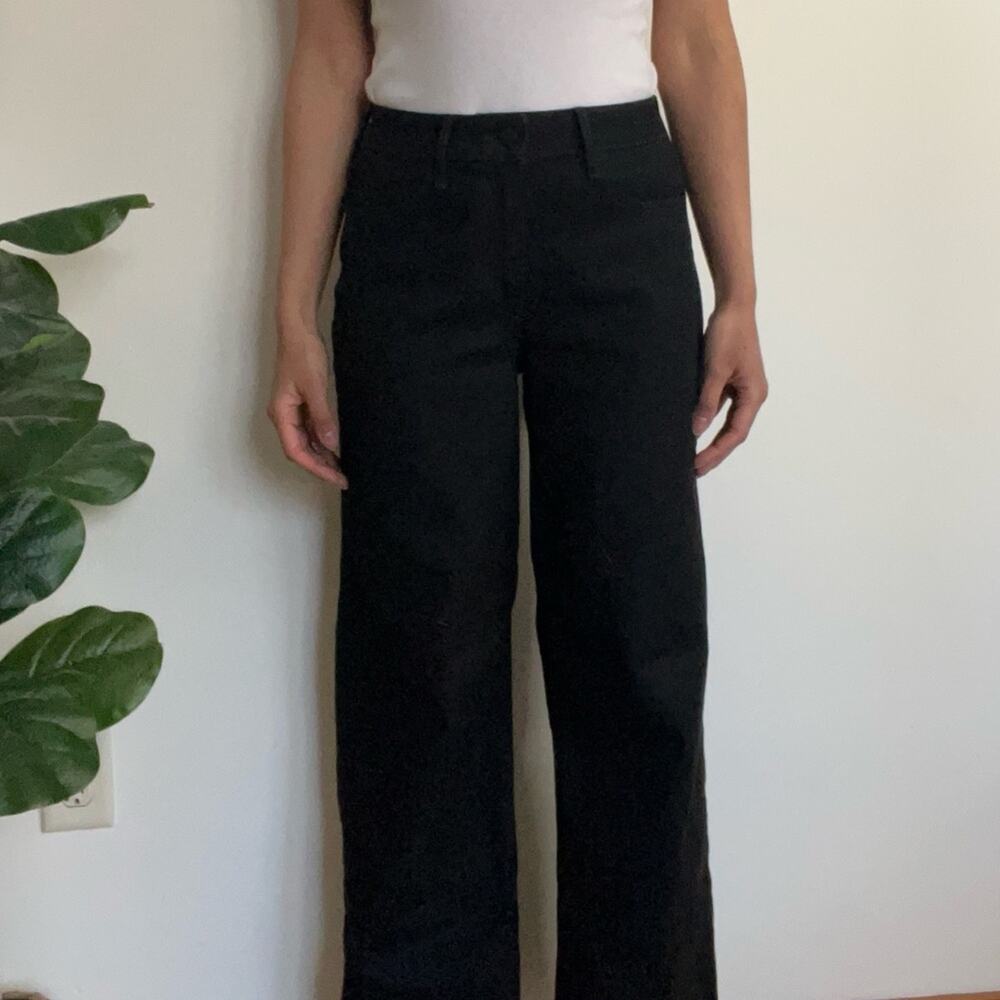Old Navy Black Wide Leg Jeans High Rise Size 6 Minimalist Stretch